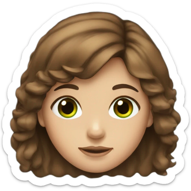 Brown hair girl with green eyes  sticker