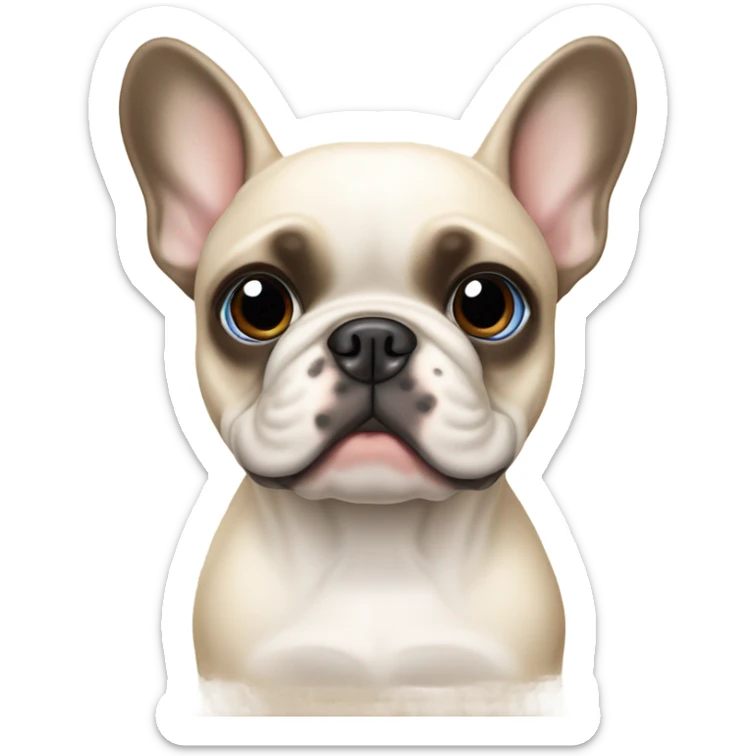 Cream French bulldog with one blue eye and one brown eye sticker