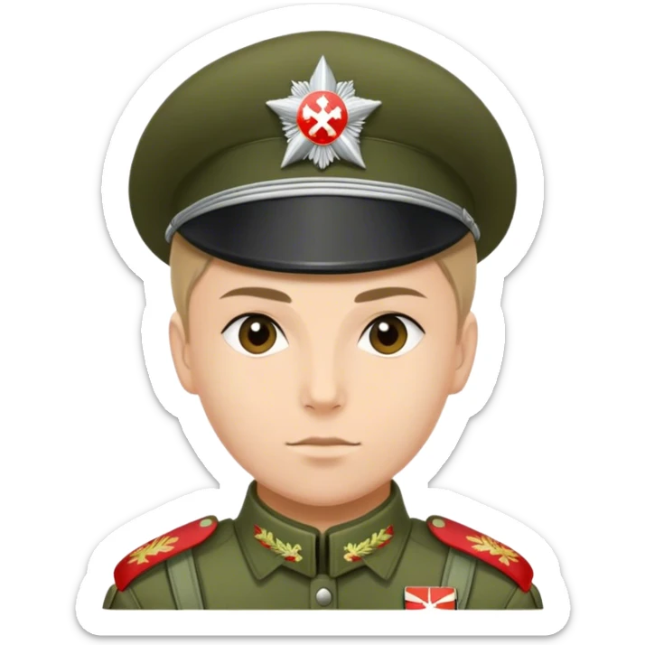 Create an emoji of a Russian VDV paratrooper wearing a Ratnik uniform, trimmed with a St. George ribbon, as he was dressed during the airdrop at Hostomel Airport. sticker