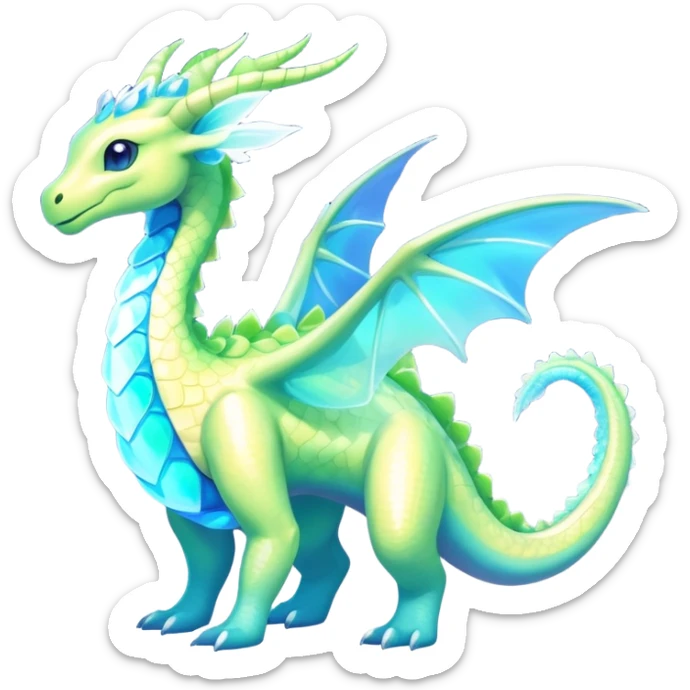 Exotic Rare Shiny Epic Ethereal Meganium-Amaura-Aurorus-Dragonair-hybrid, full body sticker