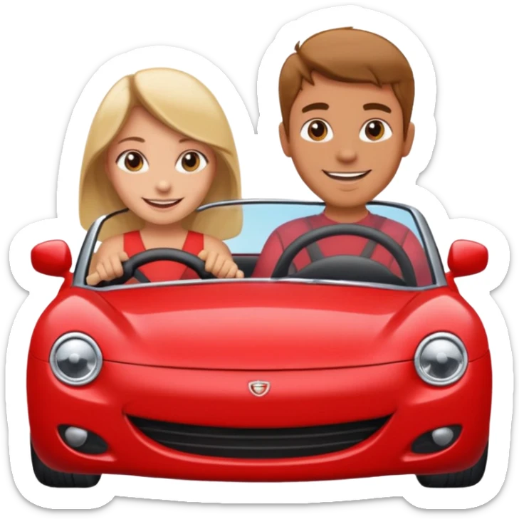 Men drives to her lovely girl in car of love sticker