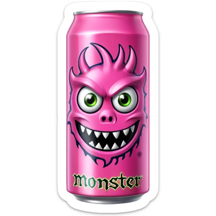 Pink monster energy drink with the logo of original monster company energy drink do not add the face in it just normal monster can  sticker