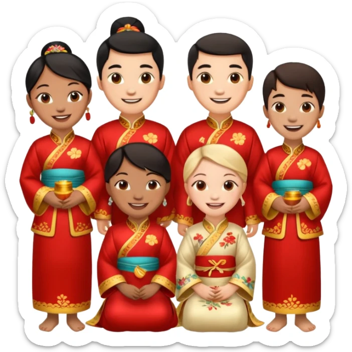 a bunch of friends emoji and they are chinese sticker