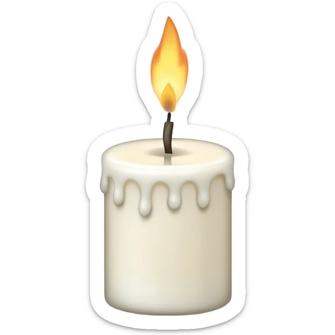 A simple emoji-style illustration of a candle with no flame, the wick slightly burnt, and a small amount of light smoke rising, minimal design, flat emoji look sticker