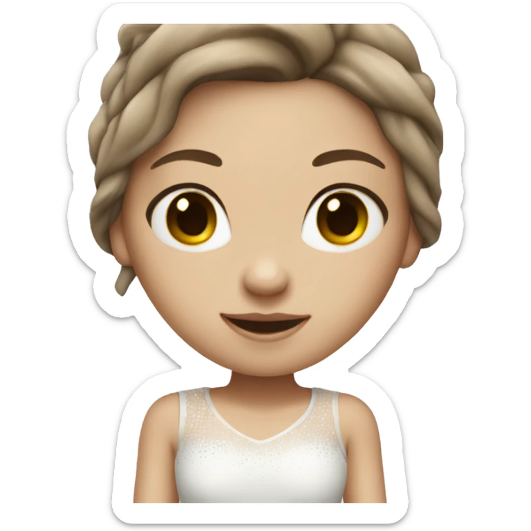 Ice skater girl with white skin, brown hair cute outfit sticker