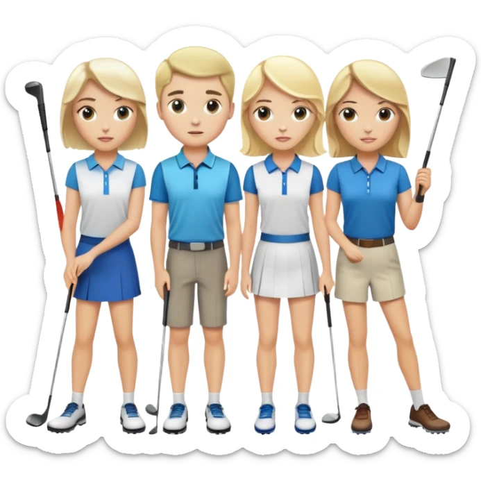 two white boys and two girls one blonde ine brunette golfing sticker