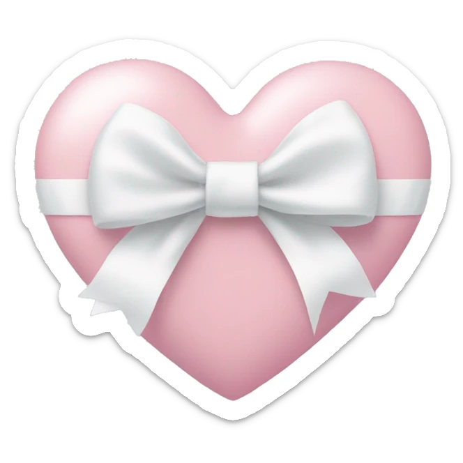 Pastel pink heart with white bow sticker