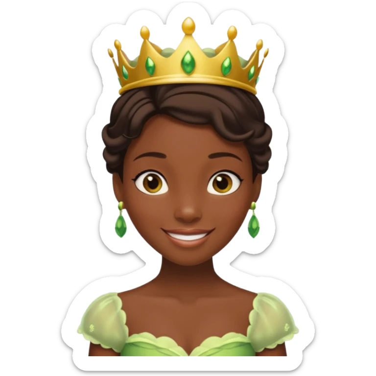tạo cho tôi emoji công chúa tianna mặt thon da đen xinh và gần giống trong phim nhất sticker