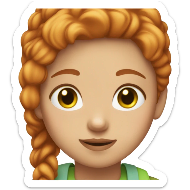 Girl with ginger hair and blue eyes with brown tabby cat with greenish yellow eyes sticker