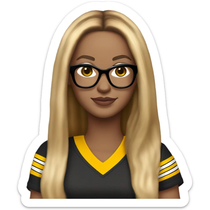 steelers nfl jersey beyonce with long blonde brown hair freckles and light colored glasses sticker