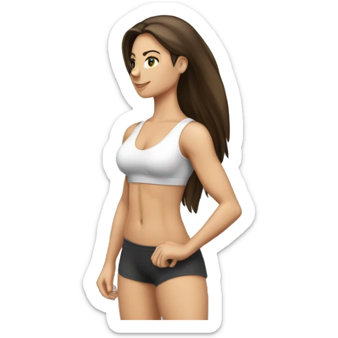 Woman glute muscles, fit Caucasian woman, brunette sticker