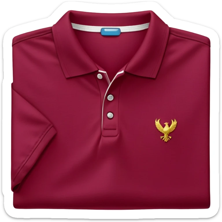 wine red cotton polo shirt with V-neck, no background, only the clothing item sticker