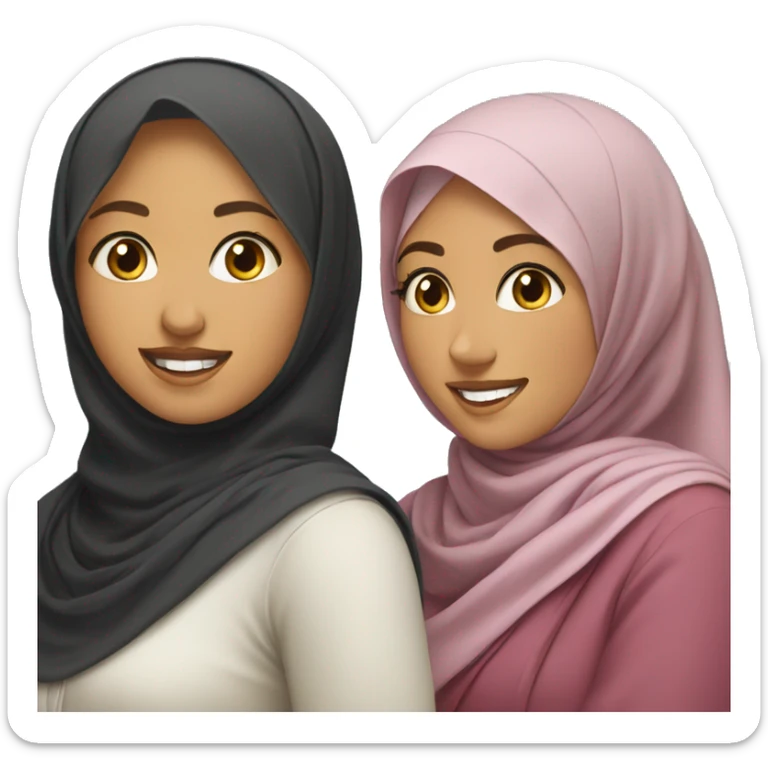 One young women in hijab and another young women in saree smiling together  sticker