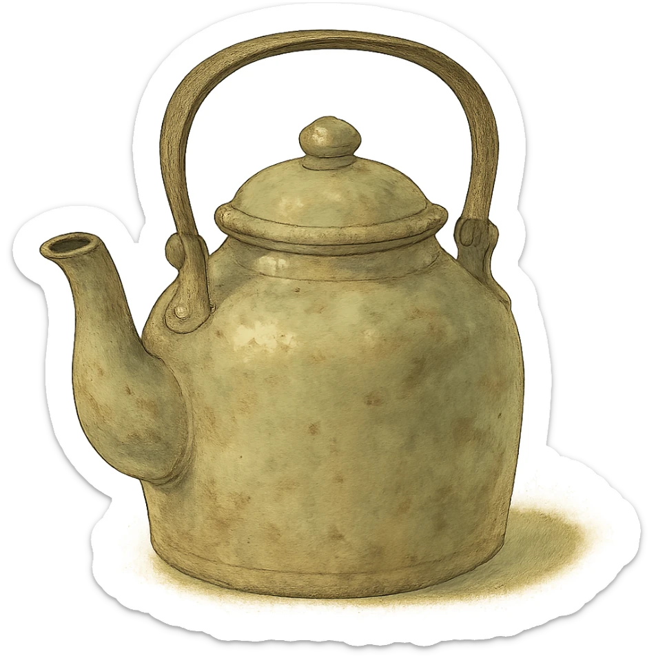 vintage teapot, natural colors, soft, fairy-like atmosphere, no background, square size sticker