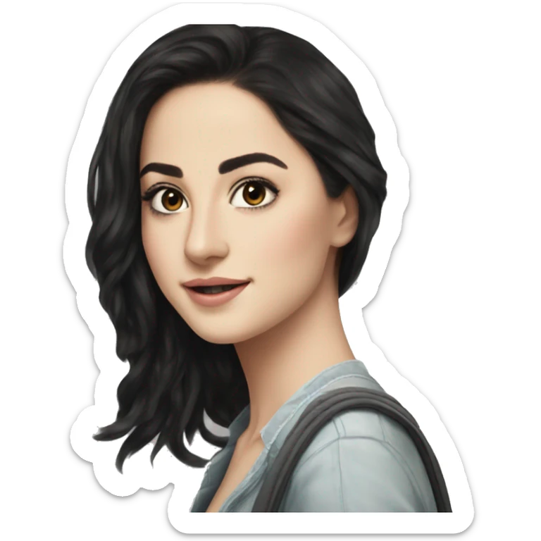 Hania amir, teen, full body, aesthetic, well detailed, black hair sticker