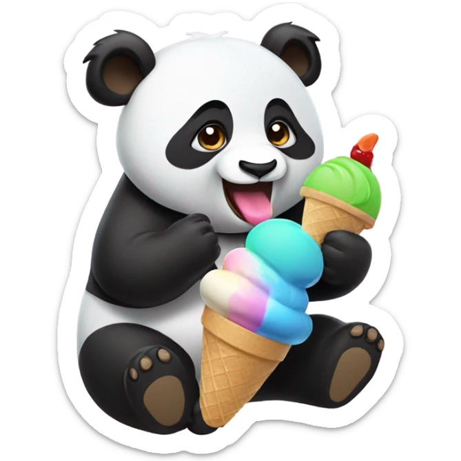 Panda eating ice cream sticker