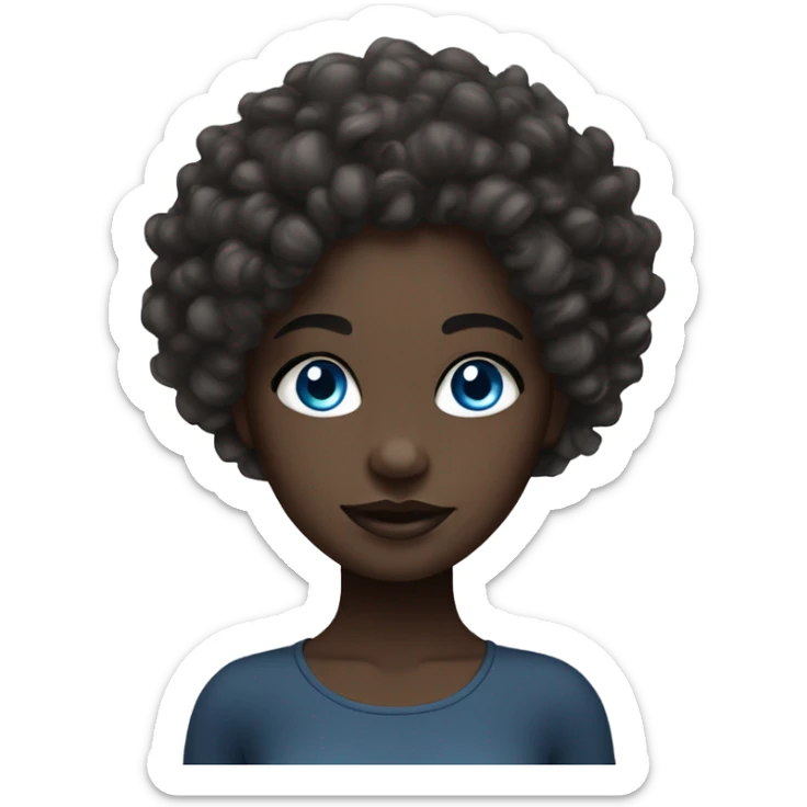 Dark skin girl with blue eyes, piercing, curly hair and make up  sticker