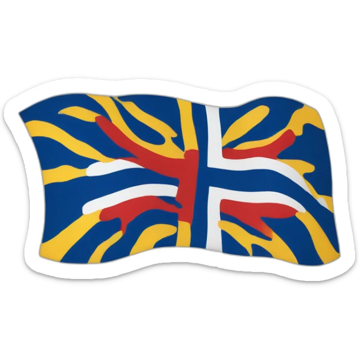 flag of Ingermanland yellow background with Scandinavian cross blue with red outline sticker