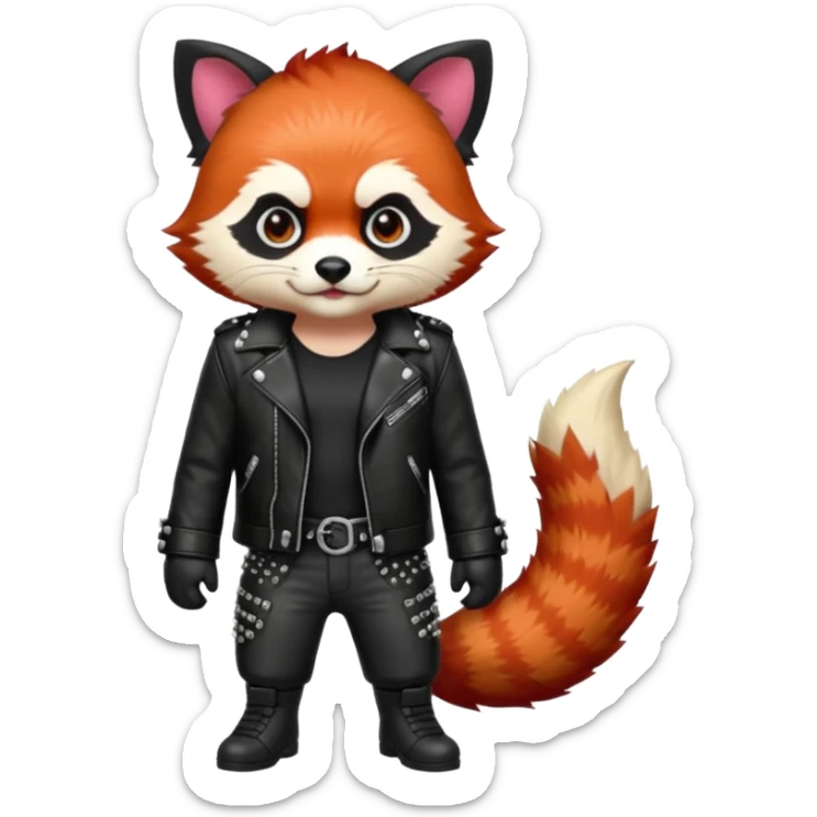 full body punk red panda with red roots and black hair sticker