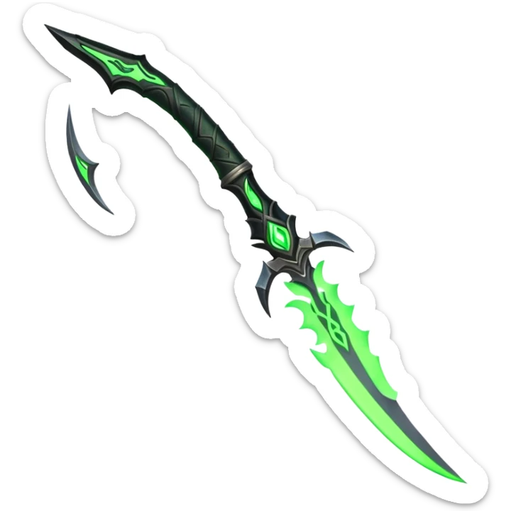 World of Warcraft warglaives weapon, curved blades like Illidan's weapons sticker