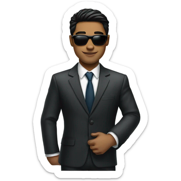 Young white woth black hair businessman wearing sunglasses and a suit sticker