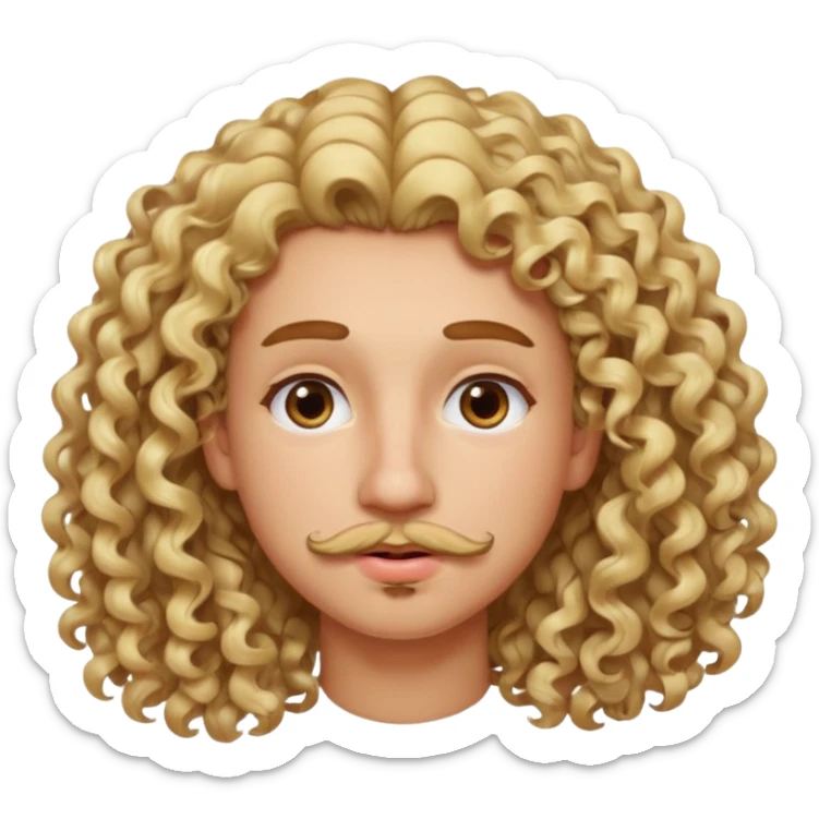 sarı saçlı kıvırcık kahverengi gözlü güzel dudaklı kızla kıvıcık saçlı çenesinde sakal ve bıyık olan kısık gözlü erkek aşk emojisiyap sticker