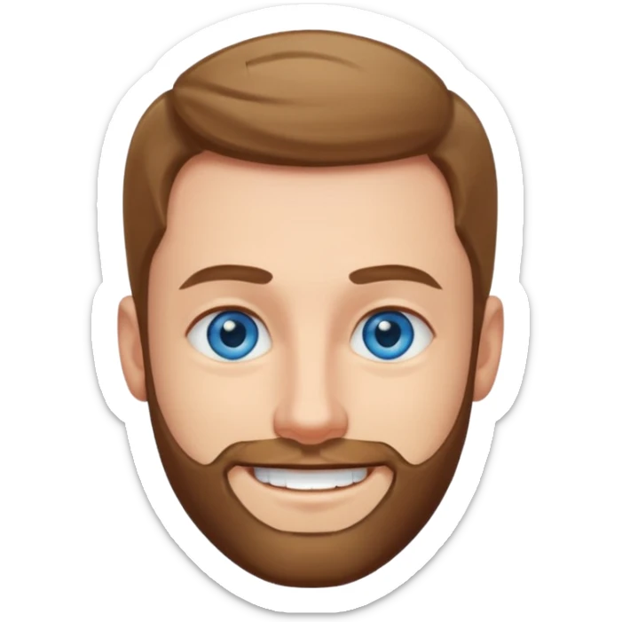 homme yeux bleus presque chauve et une barbe courte moins de chevaux et sourir sticker