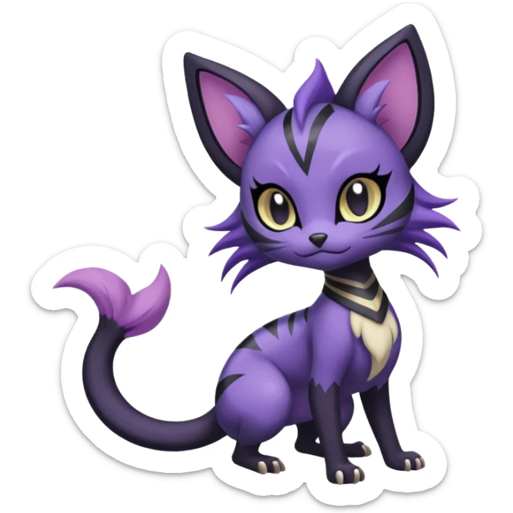 Meloetta-Purrloin-Nargacuga-Noibat-Pokémon-Fakémon-fusion-hybrid-creature sticker