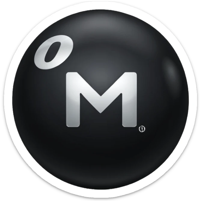 Black Ball with MB written on in the middle of it. Nothing else no holes or anything. sticker