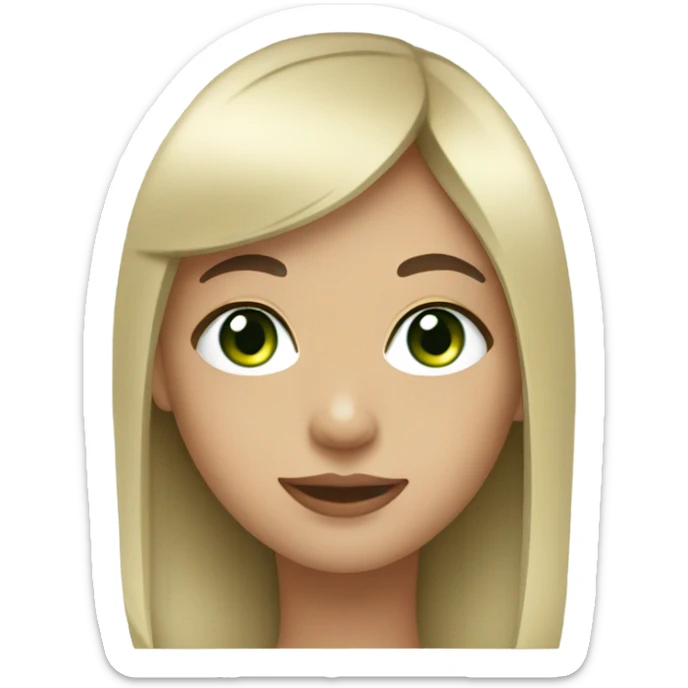 light skin girl with green eyes and black straight hair and bangs sticker