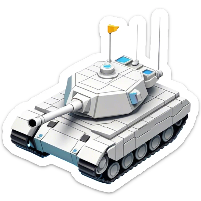 Clash of Clans aesthetic: Cinematic Playful 3D Isometric Space Tank Emoji, rendered in a 3D vector-style similar to standard emojis with minimal shading and bold, simplified shapes. A compact, distinct form with signature details, softly glowing with a futuristic sci-fi warfare charm. Simplified yet unmistakably iconic, highly detailed and consistent, glowing with a soft radiance and high shine. Stylized with a touch of high-tech brilliance and a soft glowing outline, capturing the essence of a beloved gaming relic with a friendly, playful manner! sticker