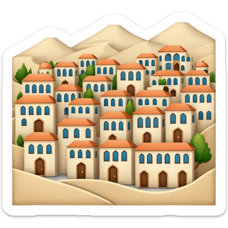 little city and many, small, ordinary, simple, home, Iranian-style, 1980, without frame  sticker