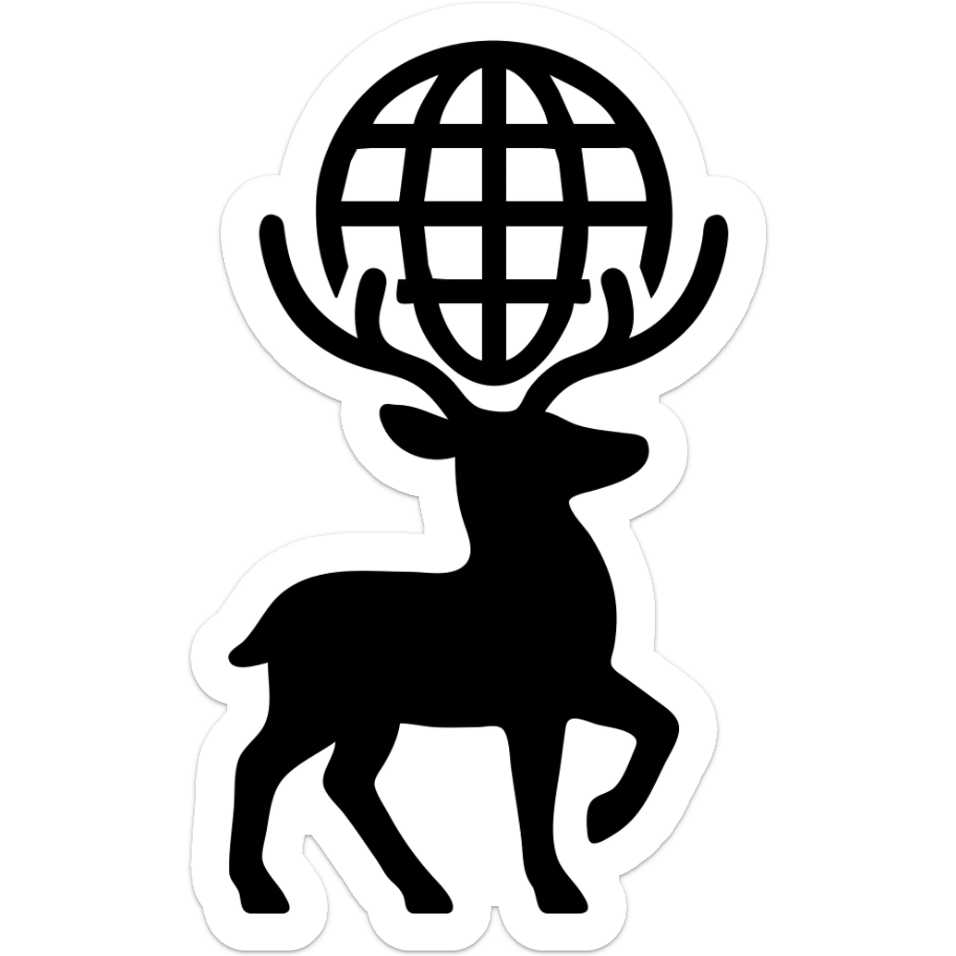 A deer holding the Earth on its antlers sticker