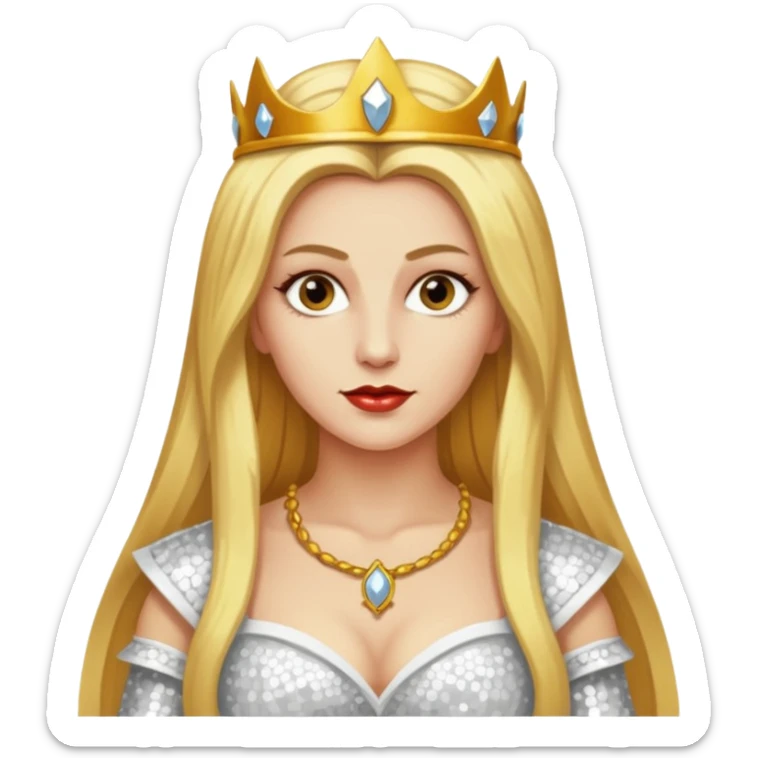 Katharina Siegel, Mistress of Vlad Tepes with long golden blonde hair, white sequin outfit sticker