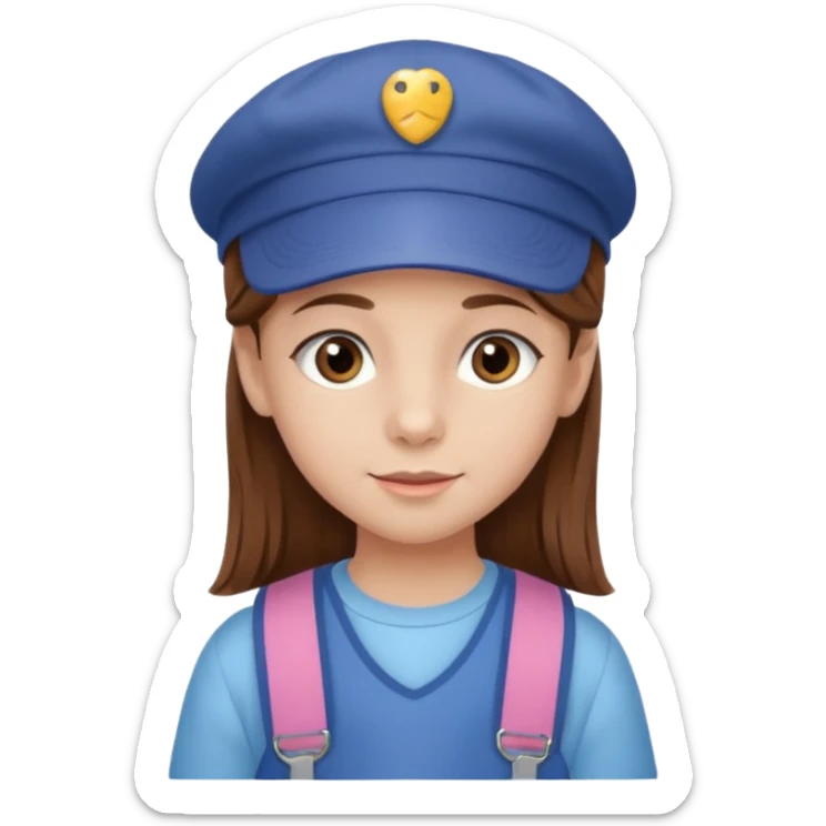 Une fille qui s’appelle Angèle aux cheveux marrons de neuf ans, qui adore les Capi, barra et aux yeux gris sticker