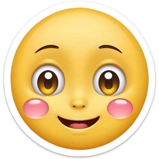 cute emoji with big eyes, smiling and crying tears of happiness sticker