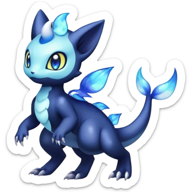 Nebulae Salandit-Meowstic-Noibat-Fakémon-hybrid-creature (full body)  sticker