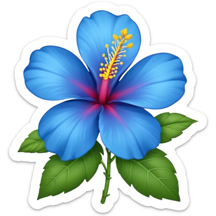 a blue flower similar to a hibiscus flower but more similar like a emoji  sticker