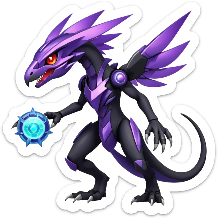 Shiny Dark Evil Nebula Futuristic Fakemon-Pokemon-Digimon-Spectrobes-Raptor-fusion, full body sticker