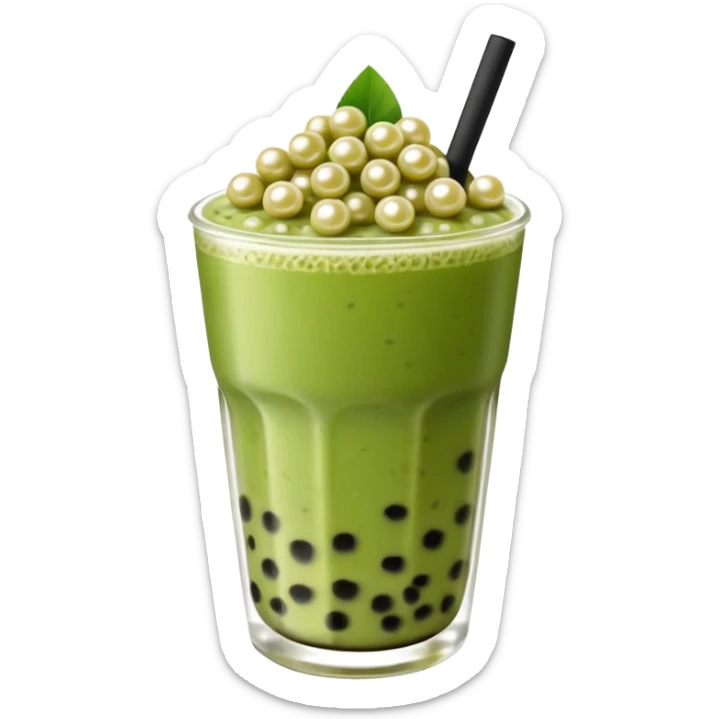 Creamy, slightly bitter matcha with a hint of sweetness, paired with soft, chewy tapioca pearls—refreshing and satisfying! sticker