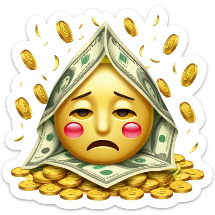 Emoji crying with money out eyes lots of money sticker