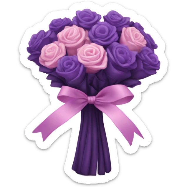 a beautiful aesthetic bouquet of dark purple and light pink lavender tied with a silk purple ribbon and next to it a pink decorative candle  sticker