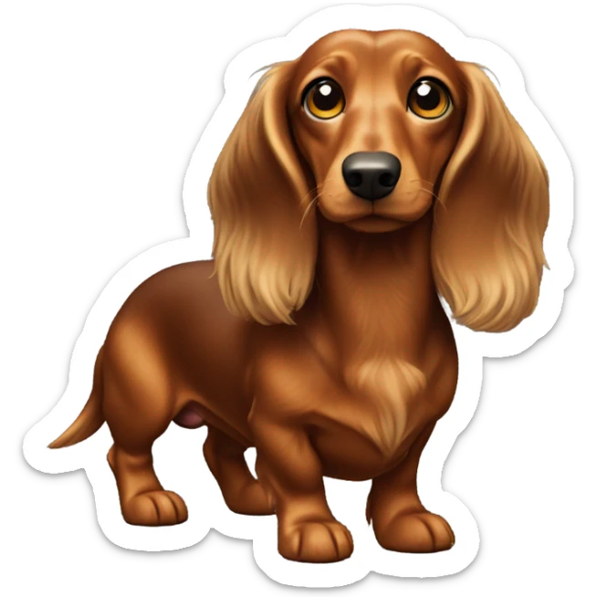 Longhaired Brown dachs with yellowbrown eyes and Brown nose in full body  sticker