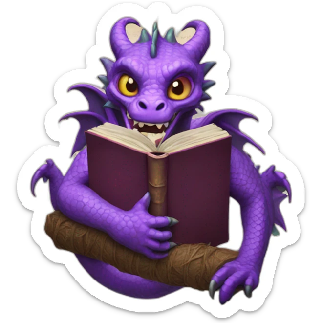 purple dragon holding the book of the dead sticker
