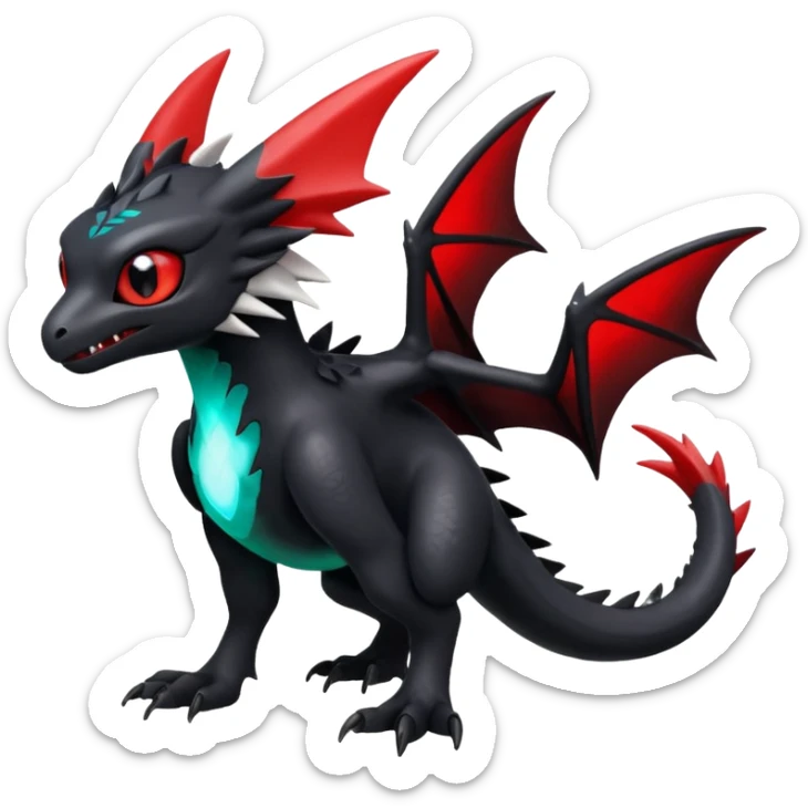 Shiny Red And Black Colorful Toothless-Trico-Silvally-Fakémon-hybrid-creature (full body)  sticker