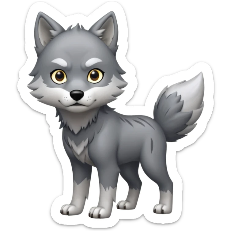 Toony Chibi Cool Edgy Scarred Badass Ginga Nagareboshi Gin/Silver Fang the wolf (full body) (feral) (4 legs) (canine) sticker