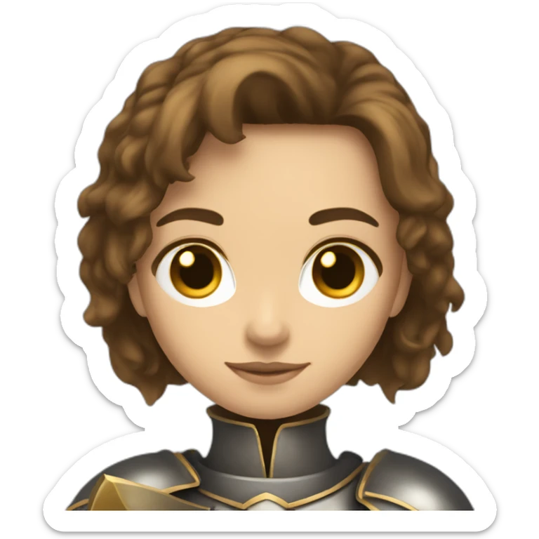 knight long brown hair golden eyes tan skin holding a sword woman sticker