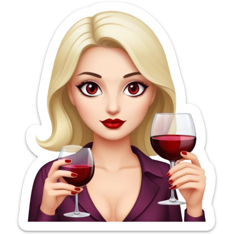 the femme fatale with dark eyes and a glass of wine in her hand sticker