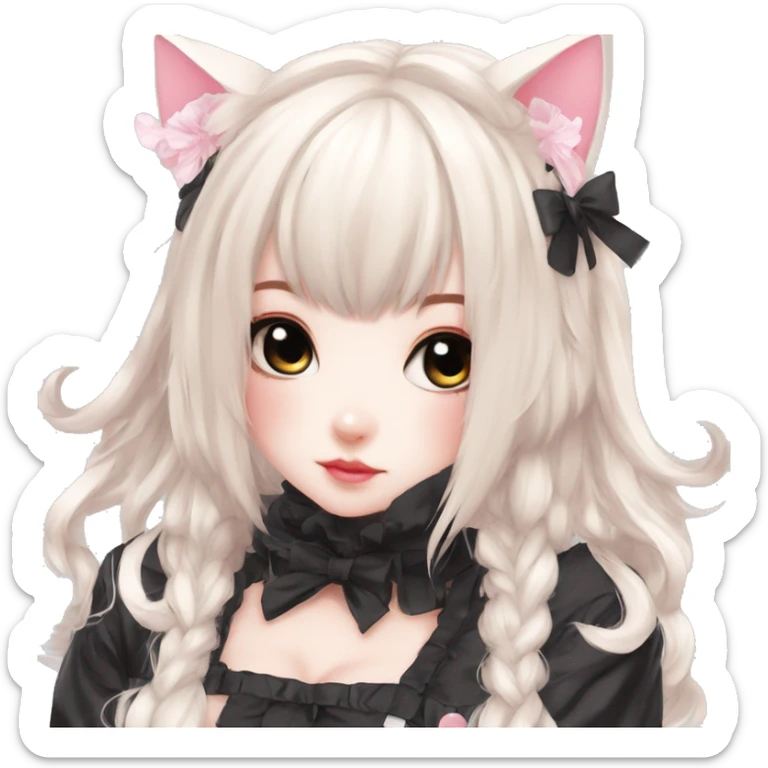 Edgy Kawaii Cute Cool Beautiful Elegant Pretty Anime Lolita Techwear Catgirl sticker
