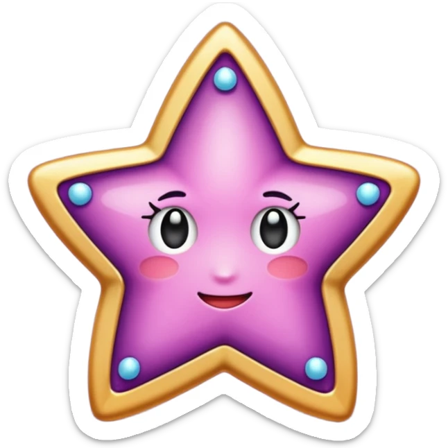 Quiero un emoji de estrella, pero que la estrella sea de oro rosa y brilli brilli con chispitas moradas sticker